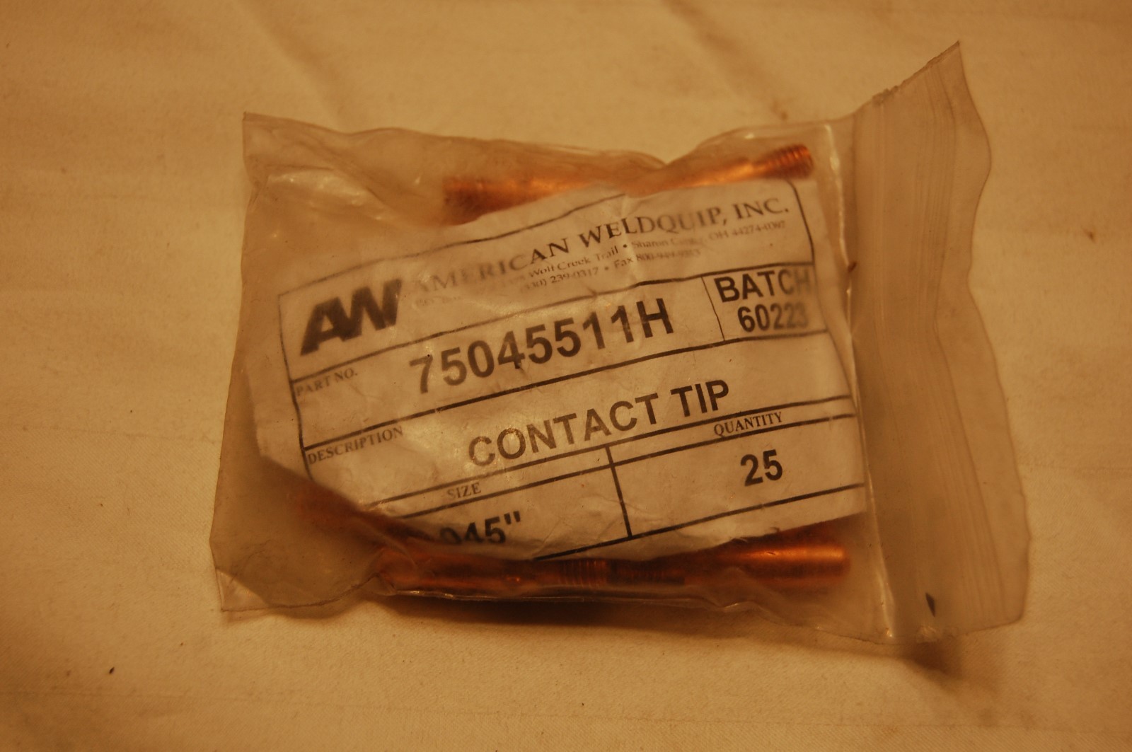 American Weldquip Welder Contact Tips .045 75045511H (qty of 25)