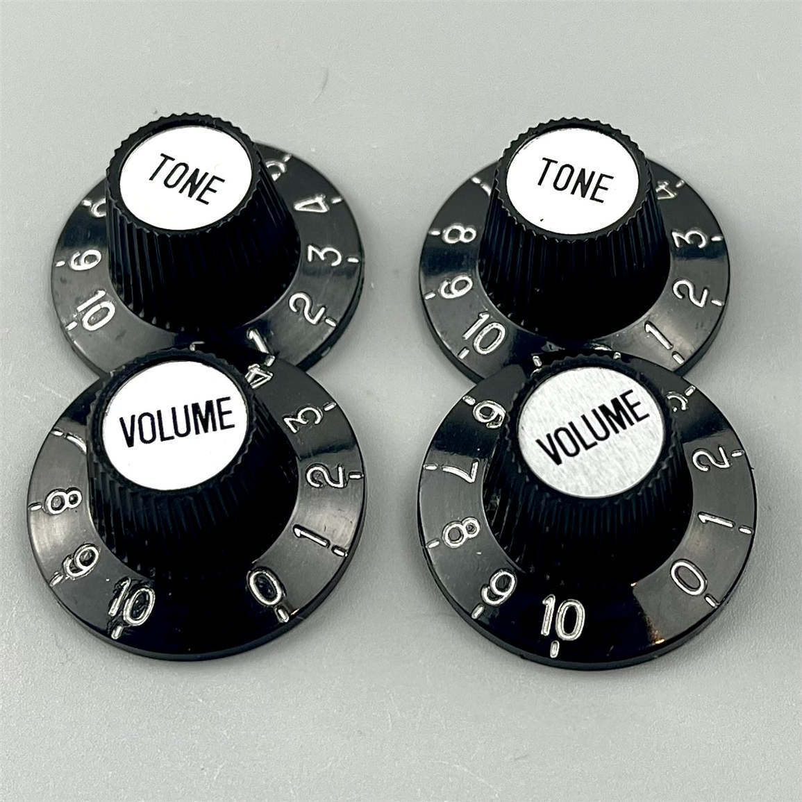 Black W/ Silver Witch Hat AMP Black & Silver Skirted Volume Tone Control Knobs