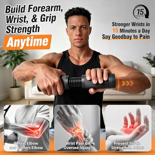 Forearm & Wrist Strength Trainer, Adjustable Resistance Forearm Exerciser Black