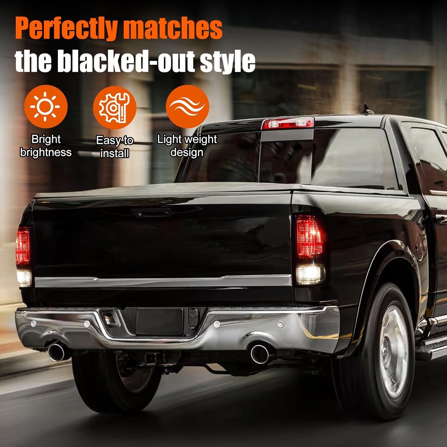 Pair Smoked Tail Lights w/Bulbs for 2009-2018 Dodge Ram Black