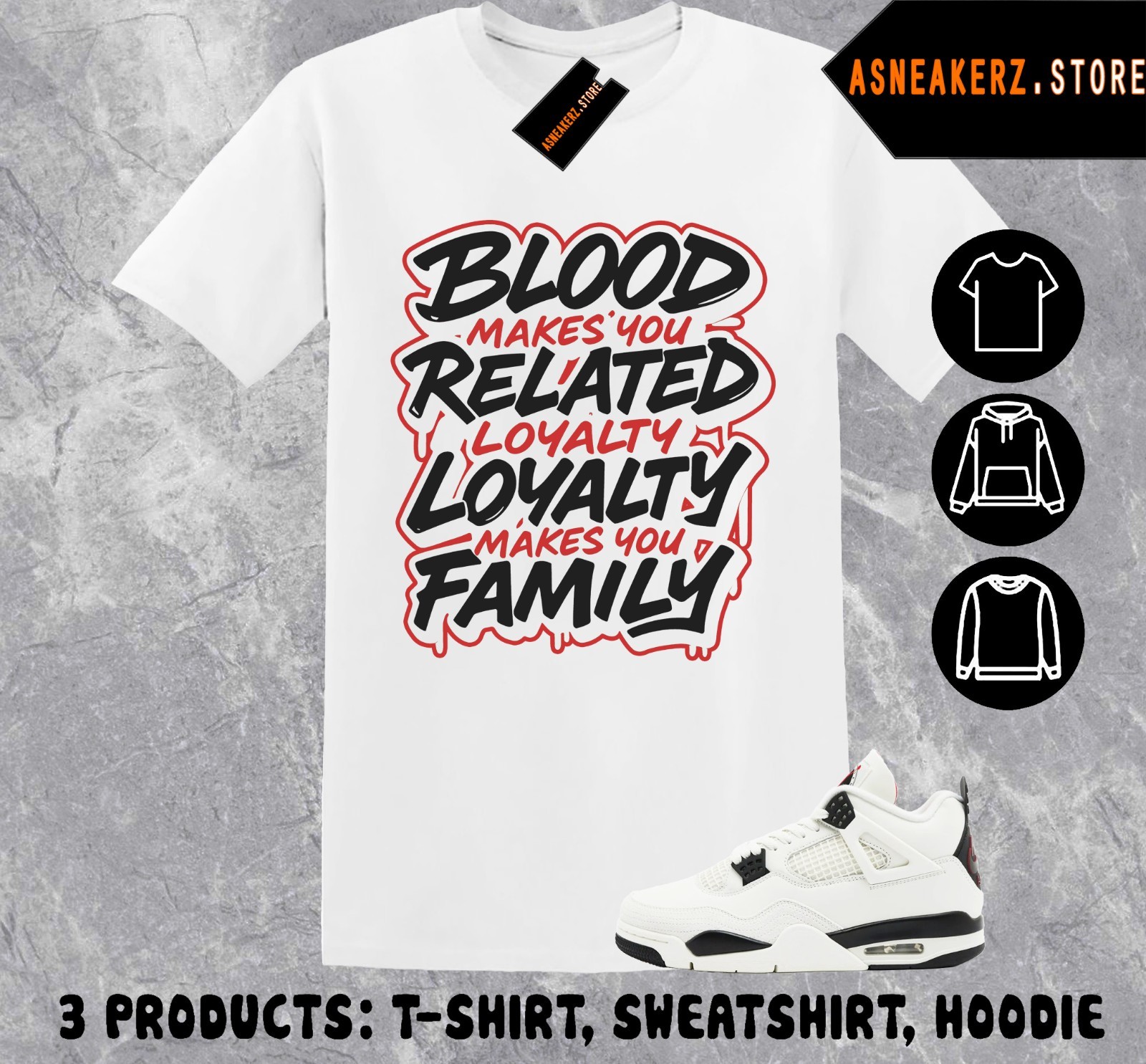 Shirt To Match AJ 4 Flight Club 2026 Sneaker Matching Loyalty Over Blood T-Shirt