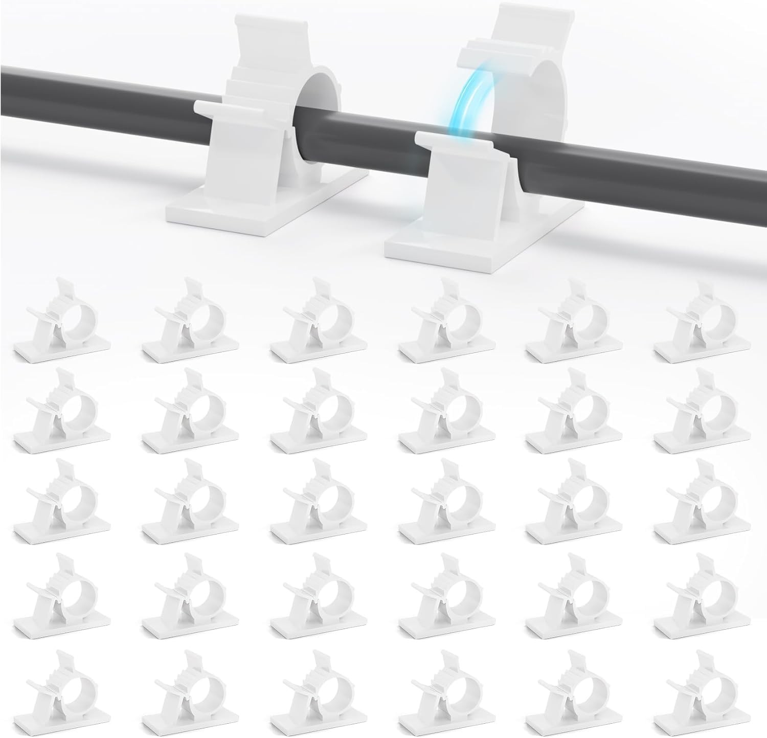 Viaky White Cord Clips Self Adhesive, 30Pack Cable for 0-0.5'' cable, white