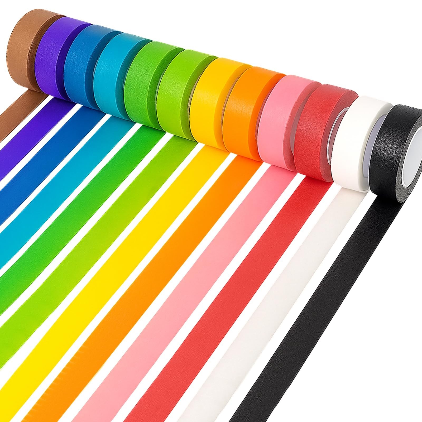 12PCS Colored Masking Tape, Colored Tape for Kids Art Supplies, DIY Craft Tap...