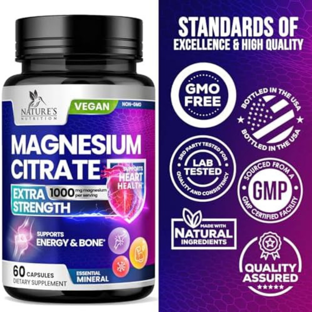 Glicinato, Malato Y Citrato De Magnesio Quelado Premium (1000 Mg | 60 Cápsulas).