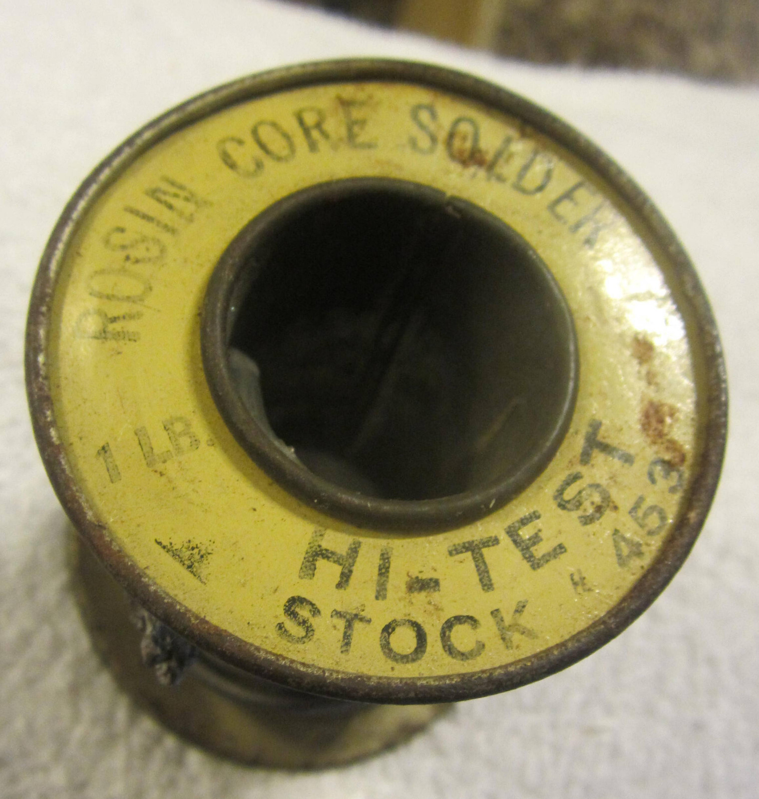 # 453,12 oz about 1/16" rosin core solder,hi-test,on tin center vintage