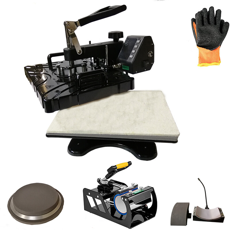 Intbuying 110V Black 5 in1 Heat Transfer Press Machine 12*15 inch