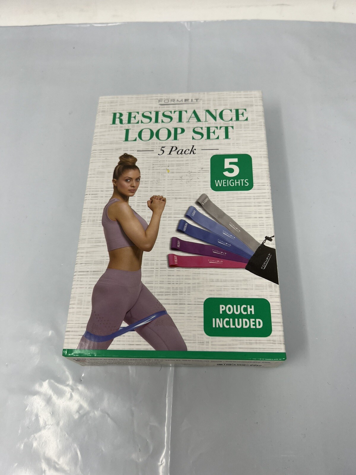 FormFit Resistance Loop Set 5 Pack, Exercise Bands 5 Weighs Pouch Included