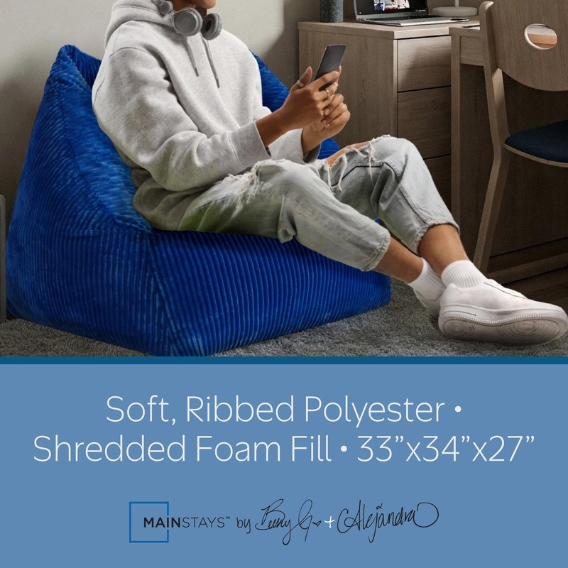 Becky G Alejandra Ribbed Plush Foam Chair Comfortable Indoor Seating 33x34x27 US