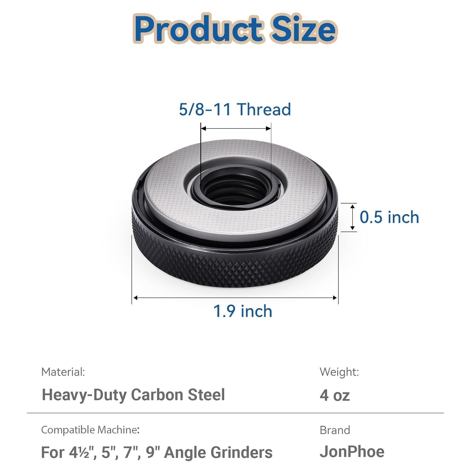 5/8-11 Thread Angle Grinder Flange Nut No Wrench Required,Grinder Nut for 4.5...