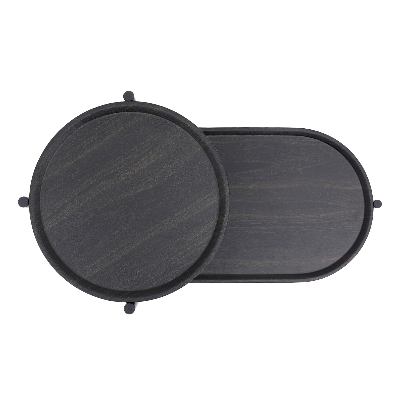 Round Coffee Table with Storage Tray 2 Tier End Tables Wooden Small Side Table