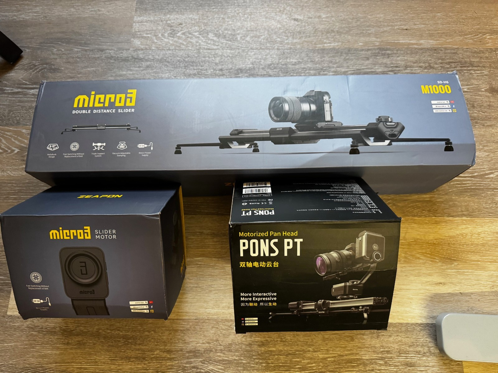 ZEAPON Micro 3 E1000 Motorized Double Distance Camera Slider, PONS PT+ Battery
