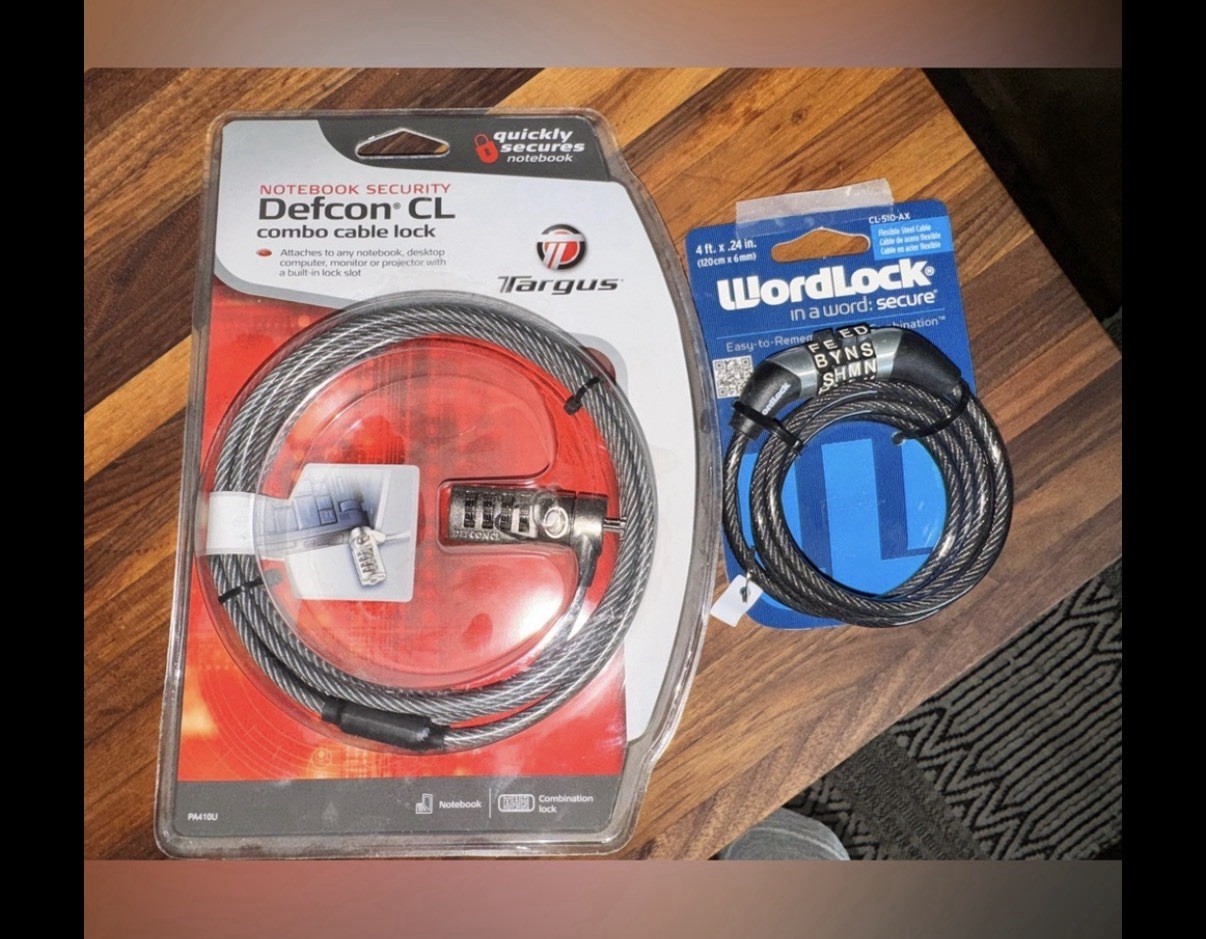 Targus & WordLock Combination Cable Locks PA410U CL-510-AK Laptop Security