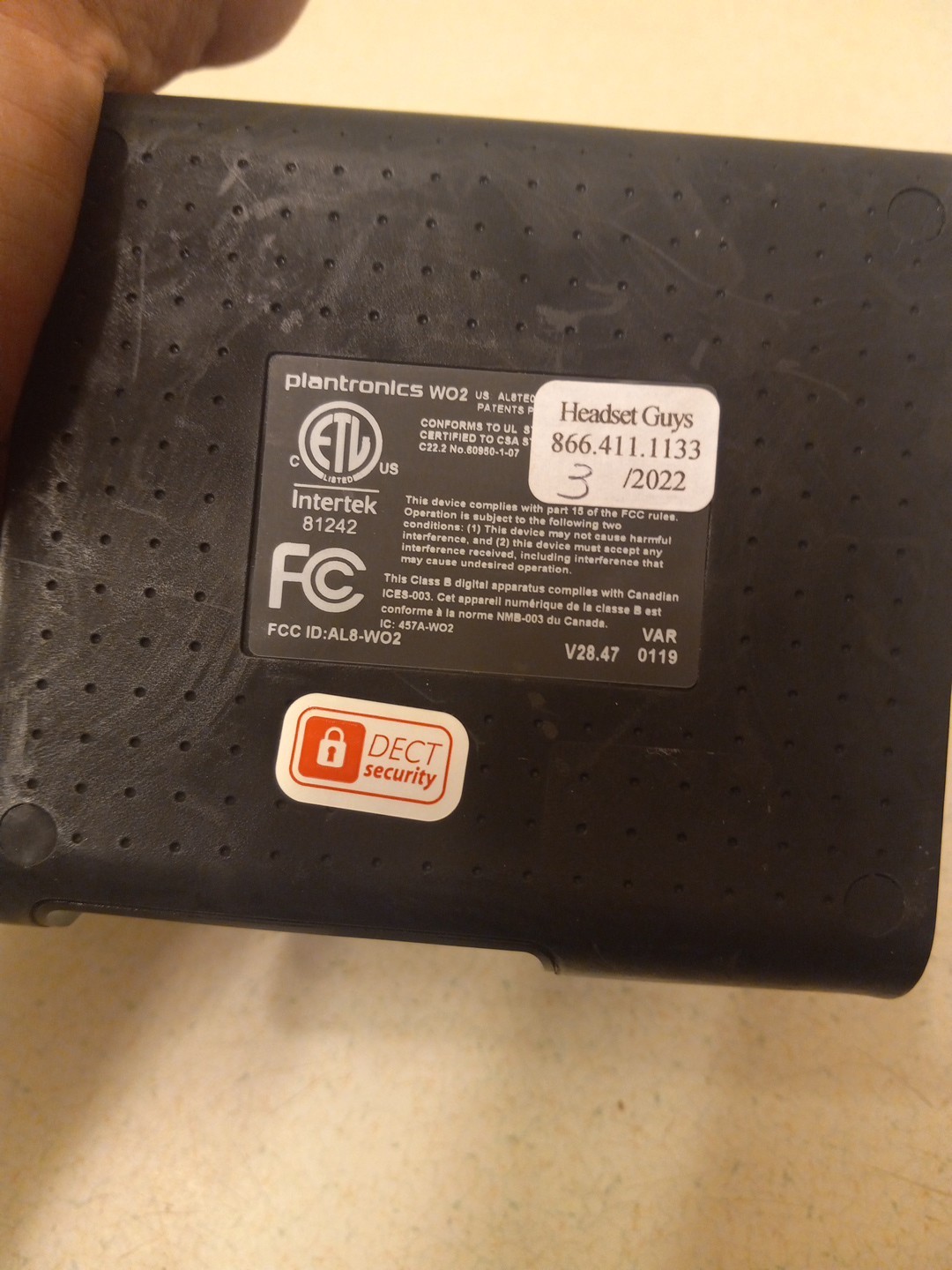 Plantronics W02 BASE ONLY