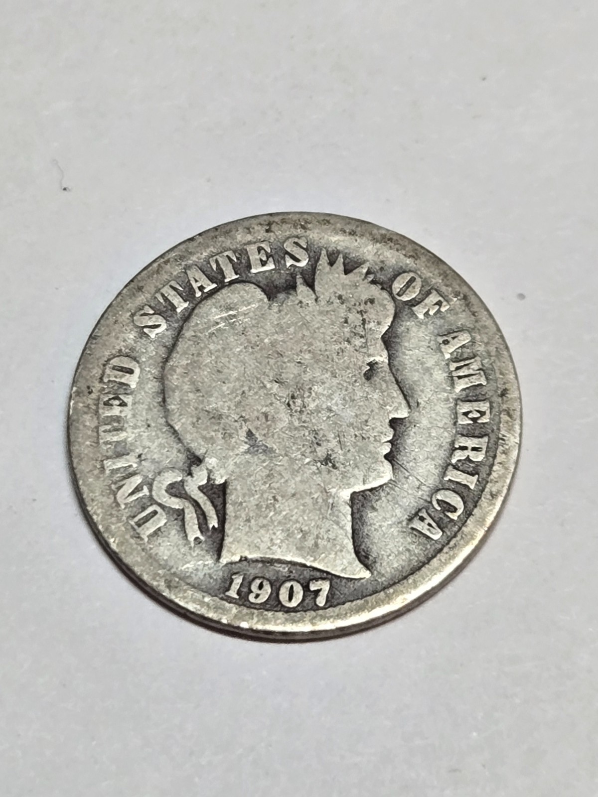 1907 Barber Dime Philadelphia
