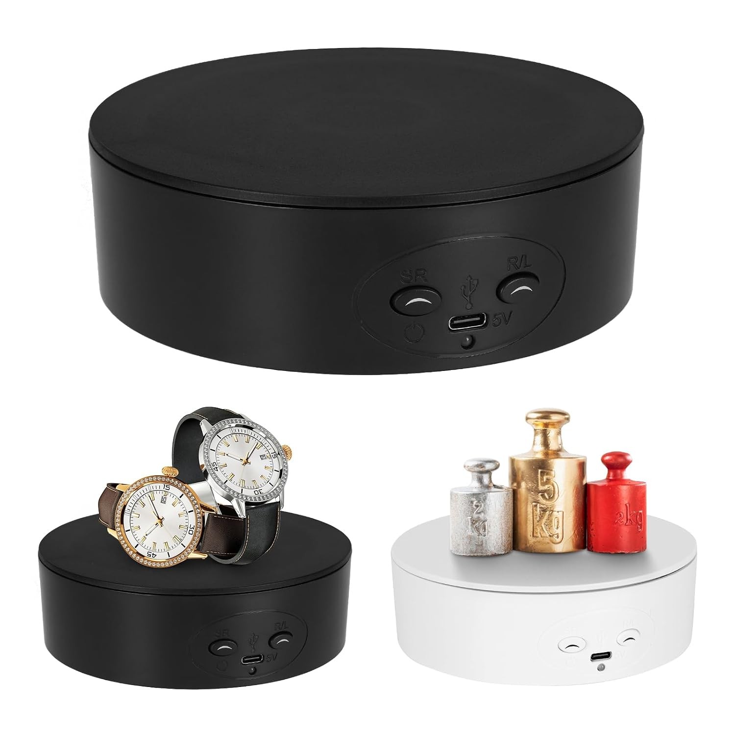 Motorized Rotating Display Stand 5.2" Black 360 Degree Rotating Platform