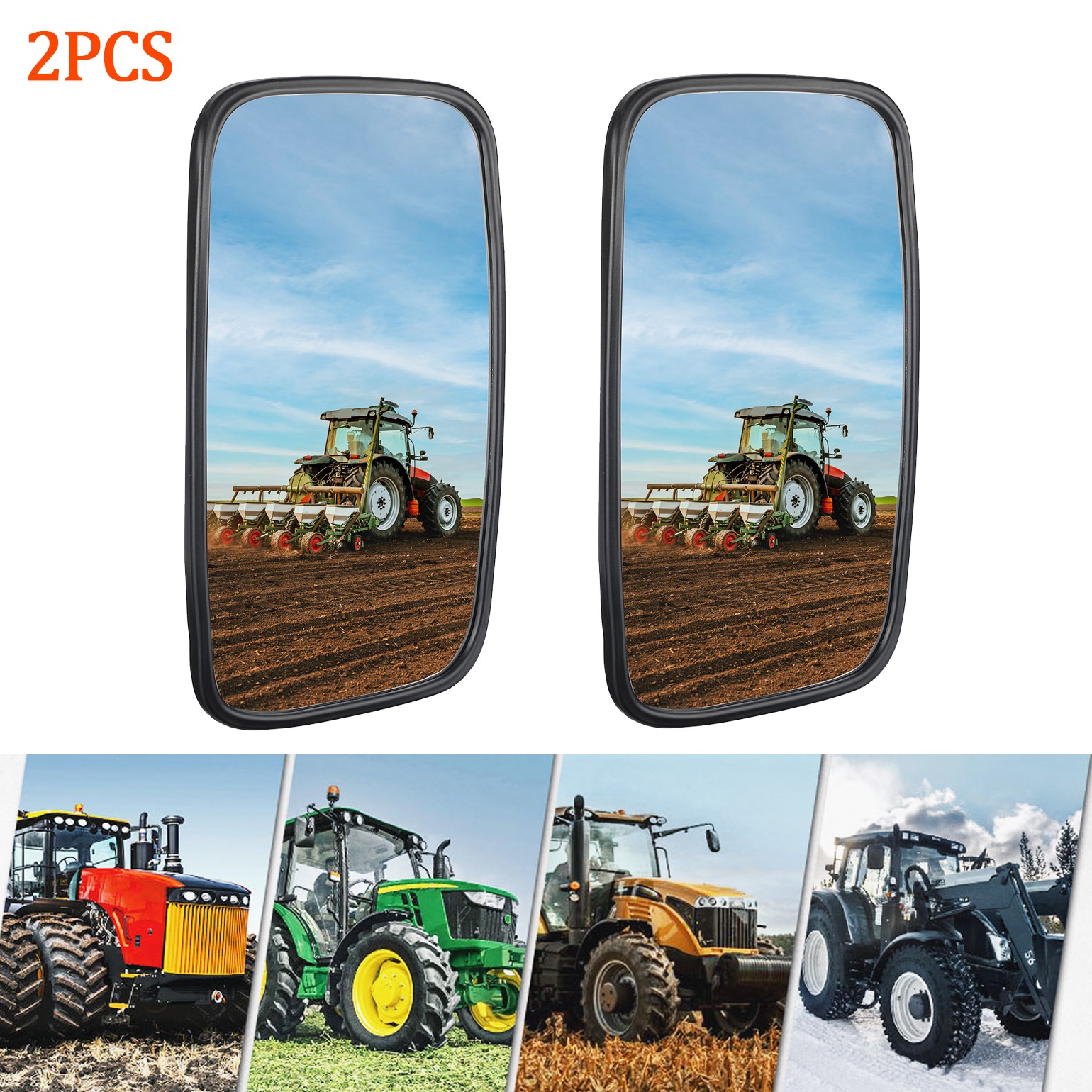 2PC Tractor Rear View Side Mirror for 0.6"-0.8" Round Tube KUBOTA-B Farm Tractor