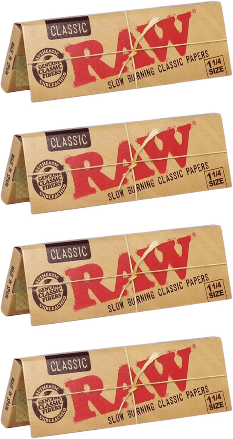 Unrefined Classic 1.25 1 1/4 Size Cigarette Rolling Papers, 50 Count (Pack of 4)
