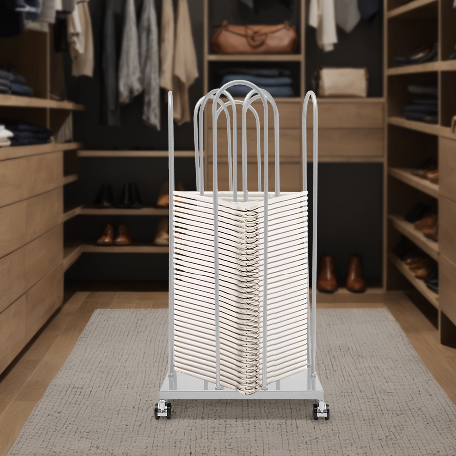 Hanger Storage Rack 4-in-1 Hanger Bracket With Rotating Casters Hanger Organizer