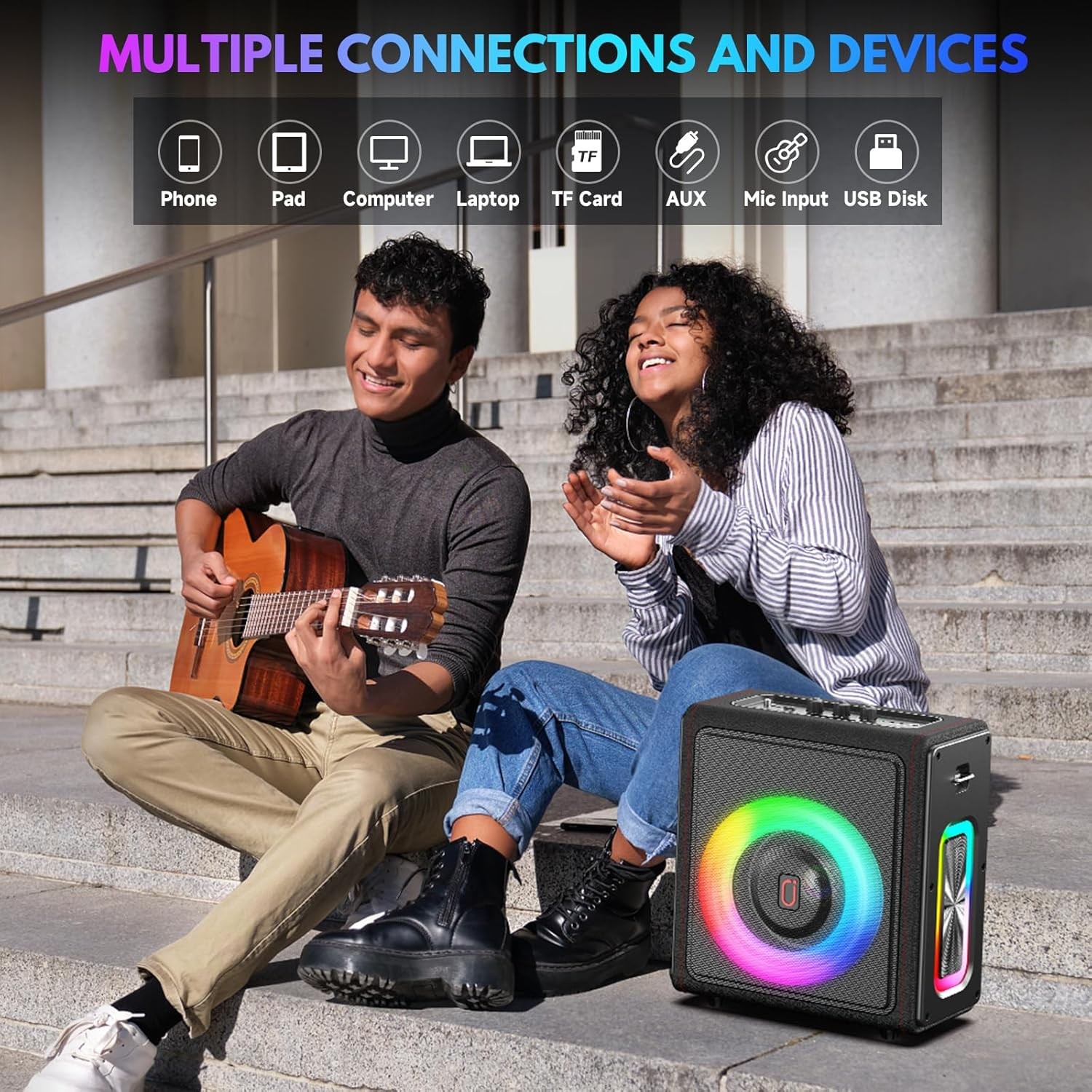 Portable Bluetooth Karaoke Speaker with 2 Wireless Microphones and Speaker