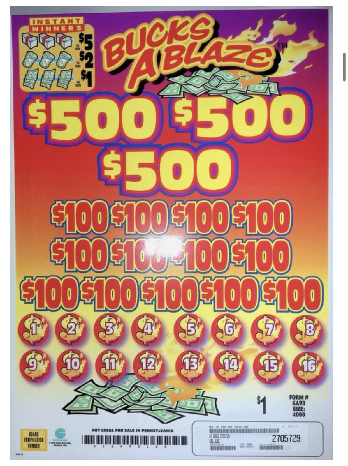 Pull Tabs Cash Board Game