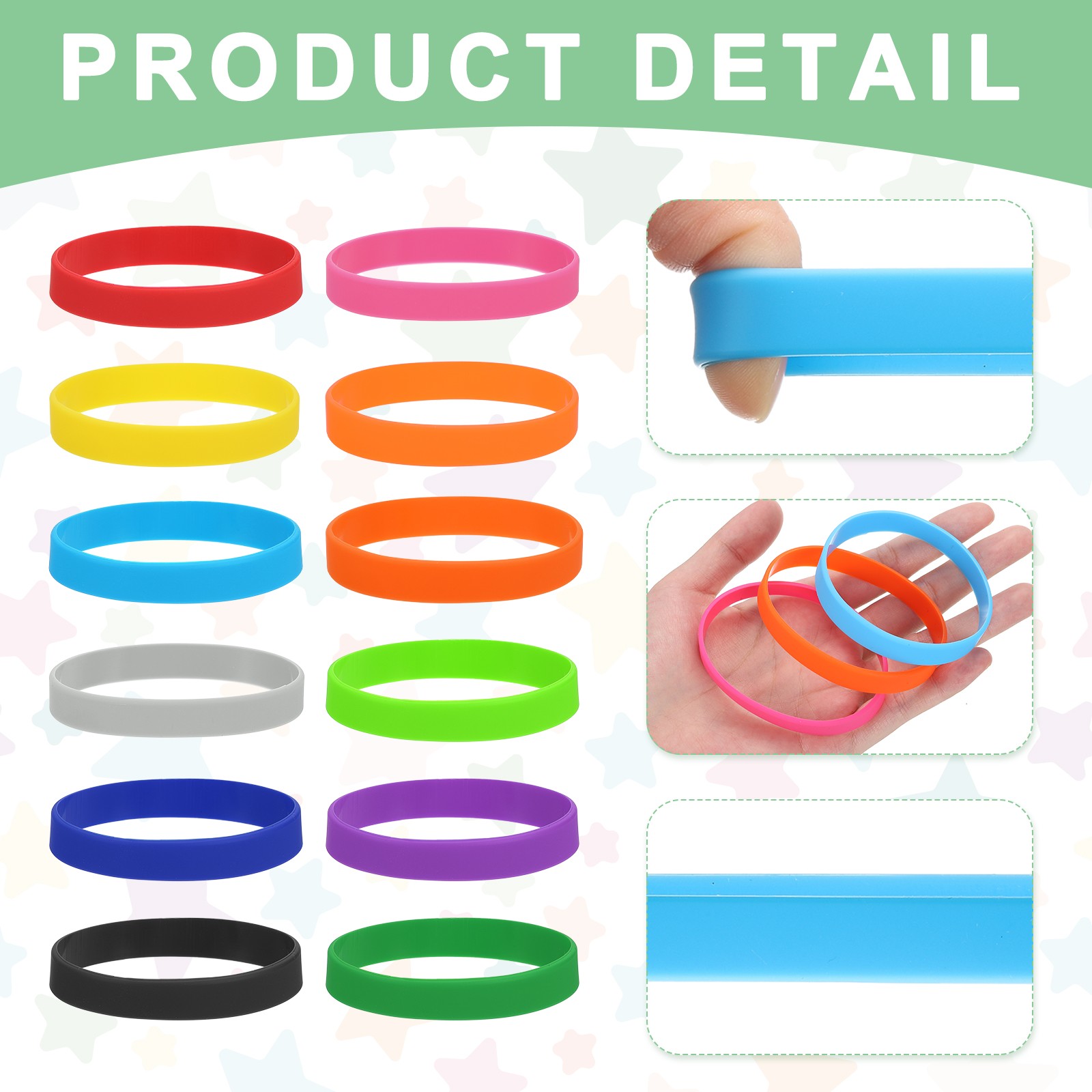 20Pcs Silicone Rubber Bands Non-slip 4 Inch Flat for Books, Gray