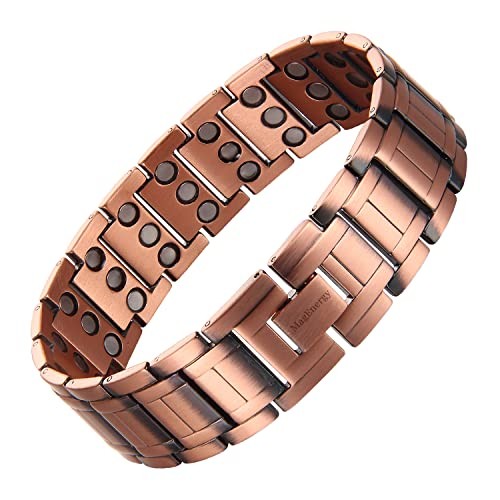 Bracelet for Men, 3-Row Magnet Design, Ultra Strength Magnetic Bracelet Copper