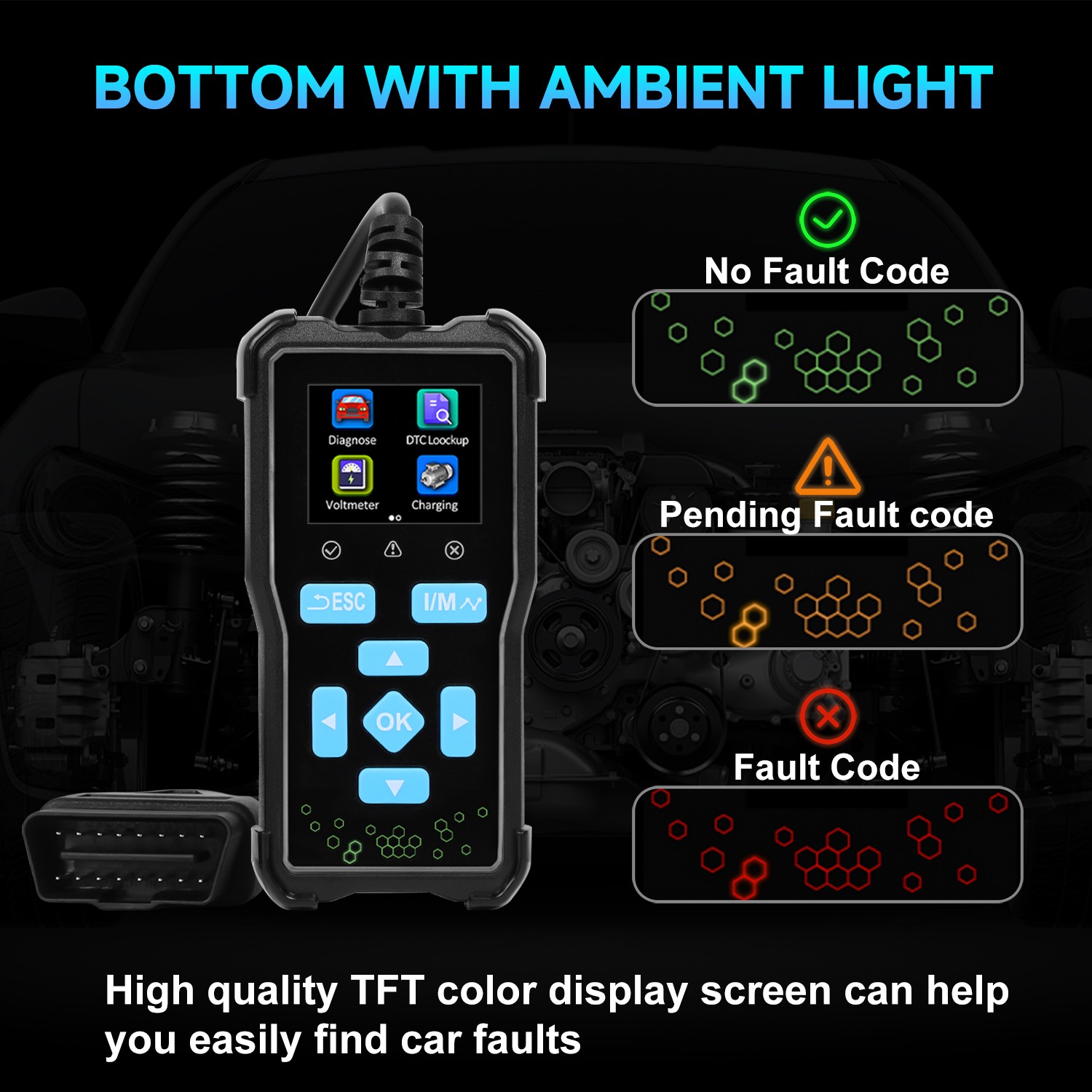 Universal AT100 Classic Enhanced OBD II Scanner Car Engine Fault Code Read NEW