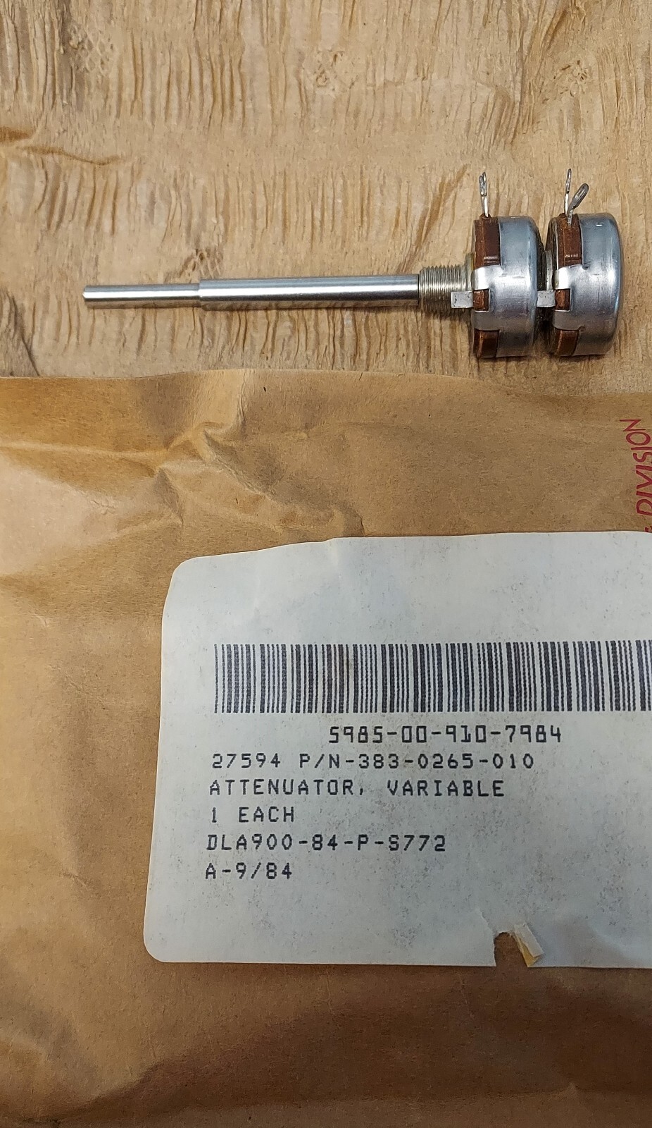 '1 PIECE' - PN# 383-0265-010 - ALLEN BRADLEY AB - ATTENUATOR, VARIABLE