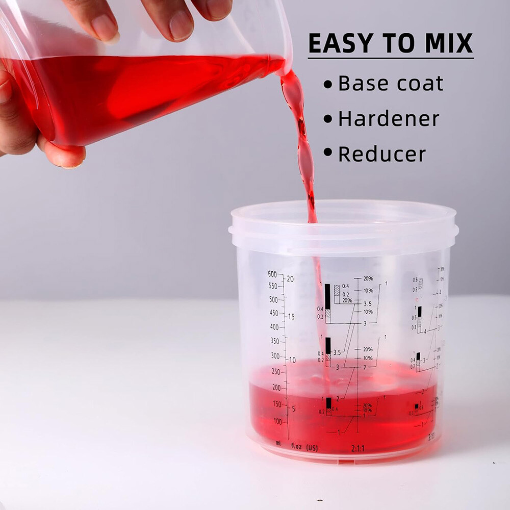 🔥 50 Pack Disposable Paint Spray Gun Cup Liners + Lid System Kit 20oz 600ML Cup