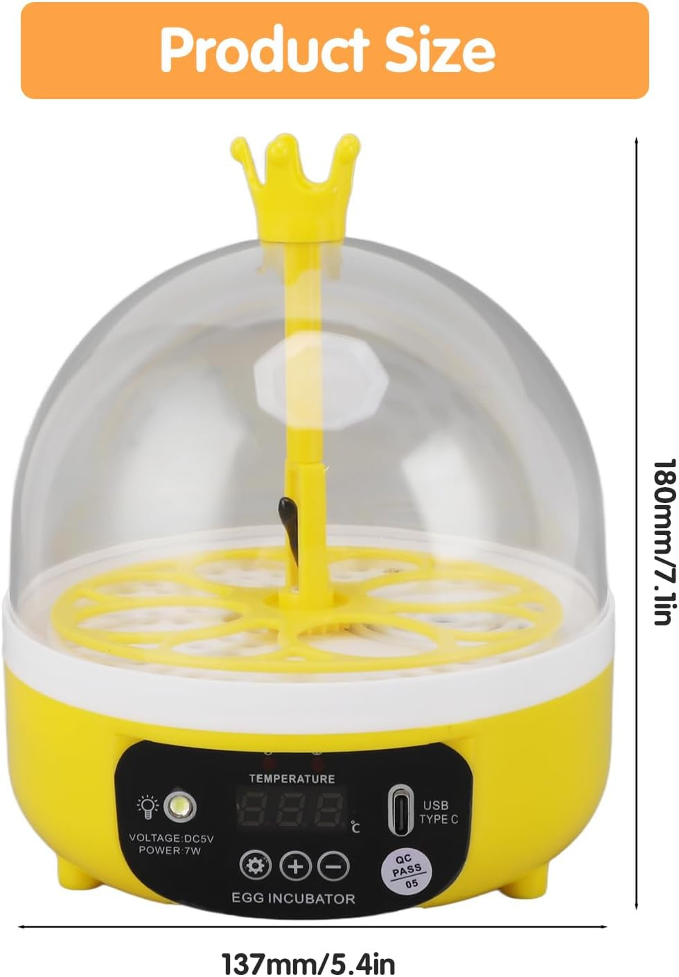 Tissting 4 Eggs Mini Incubator with Transparent Lid,7W Automatic Temperature Hum