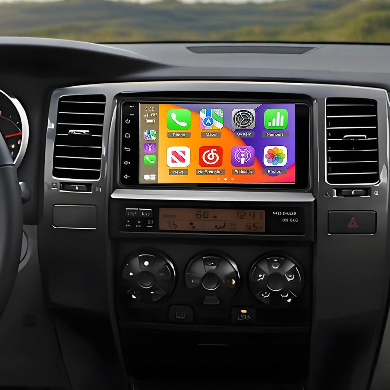 Car Radio with Wireless Carplay Android Auto for 4Runner xA xB Matrix 2003-2009