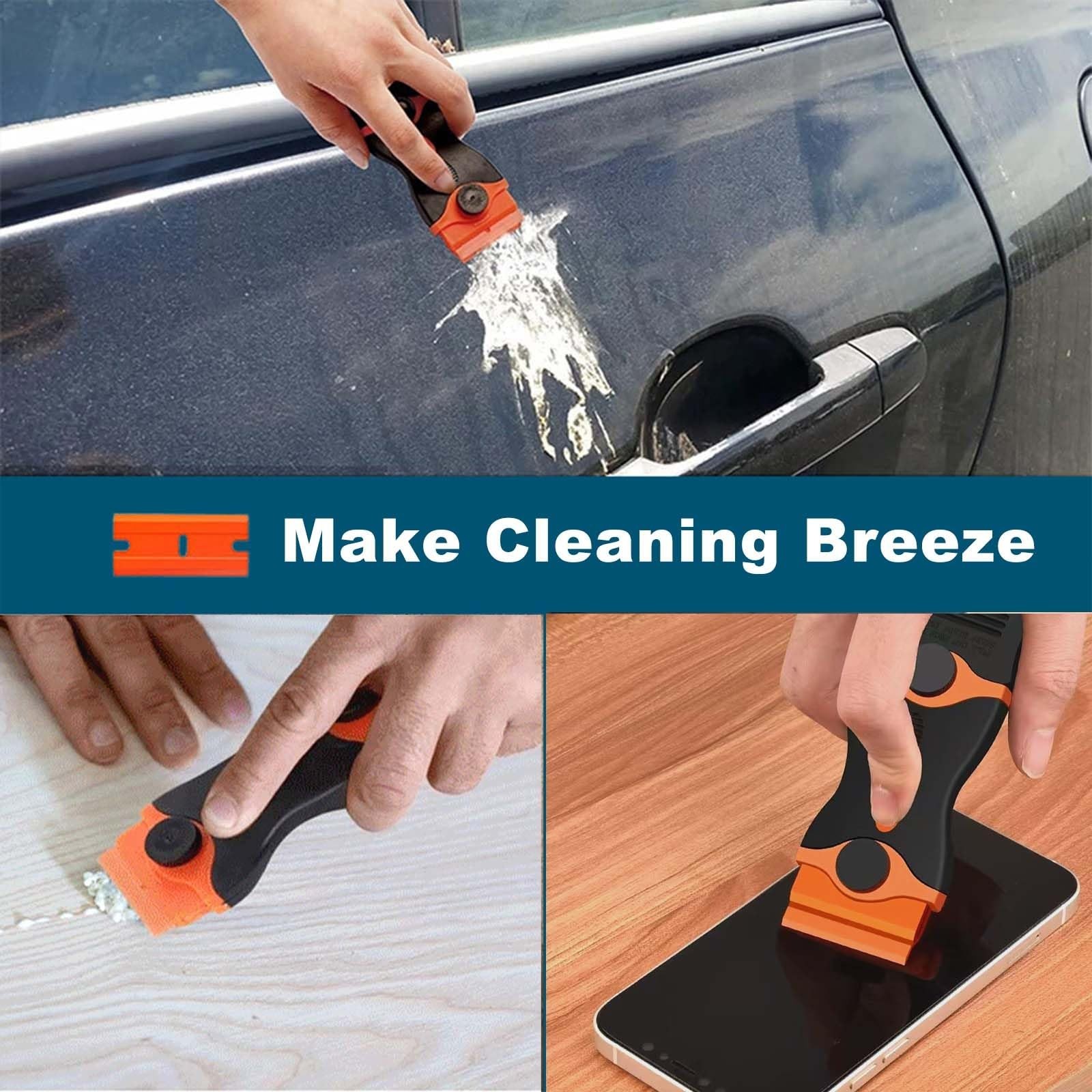 2 Pack Razor Blade Scraper Tool With Extra 10pcs Plastic Blades And 10pcs Met...