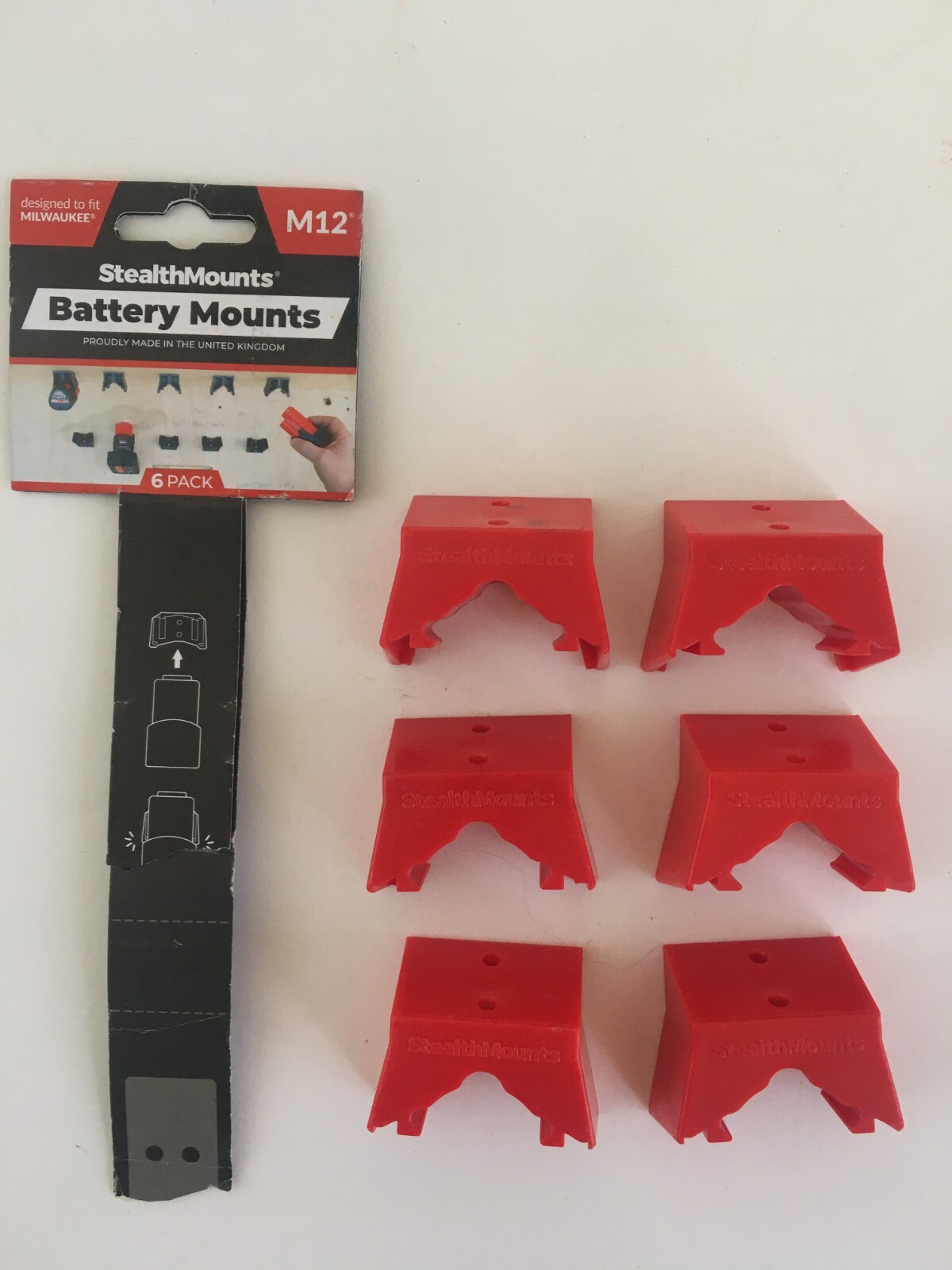 SlealthMounts Tool Mounts Storage for Milwaukee M12 Power Red Pack of 6 New