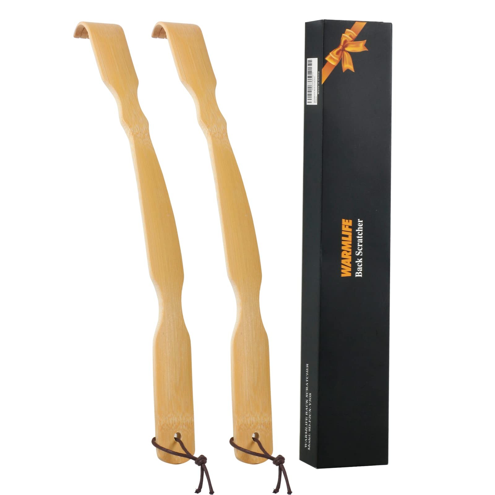 Back Scratcher, 2 Pack, 17-Inch Curved Bamboo Long Handle for Men & Women