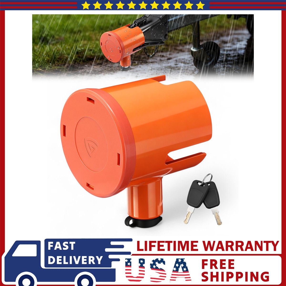 Trailer Coupler Lock Fits 2-5/16-Inch Couplers Trailer Tongue Lock Heavy Orange