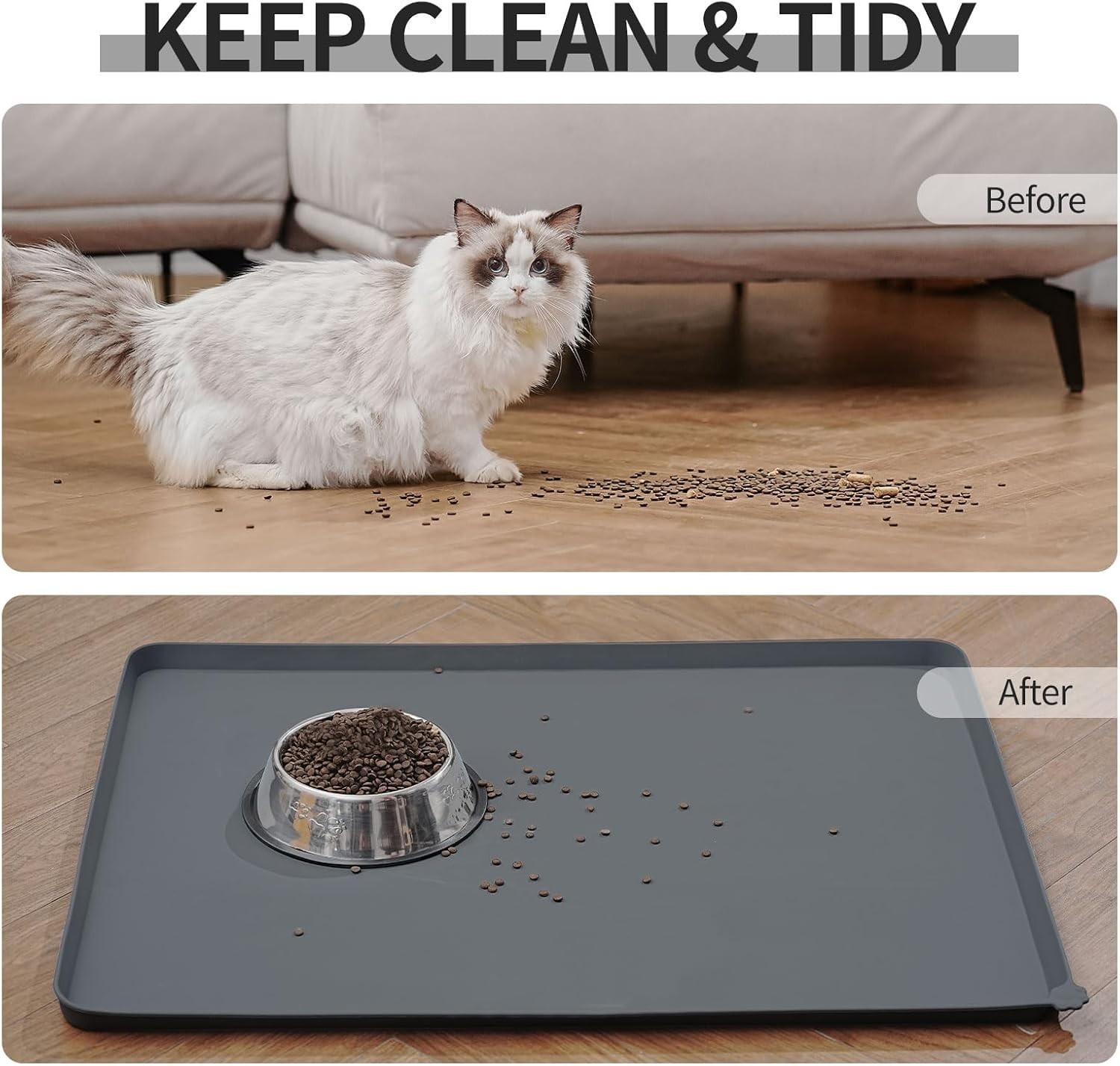 Quality Silicone Pet Feeding Mat 18.5 Inch For Clean Dining Experience