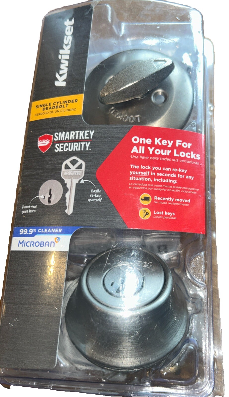 Kwikset Single Cylinder Deadbolt with Smartkey Security Satin Nickel Finish