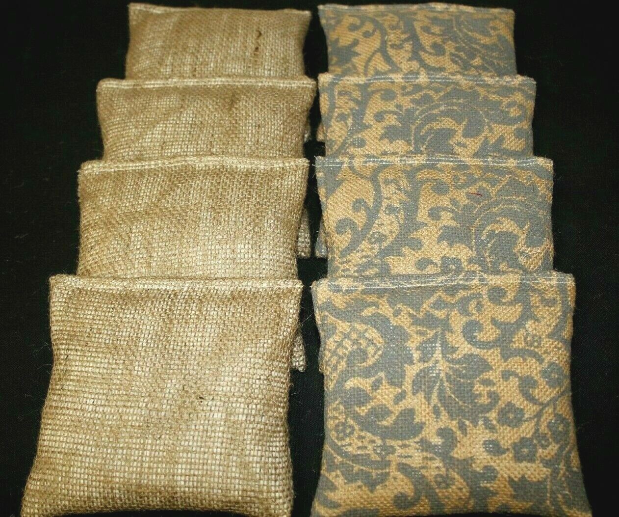 GRAY FLORAL DECO Burlap Natural Canvas Wedding 8 ACA Regulation CornHole Bags