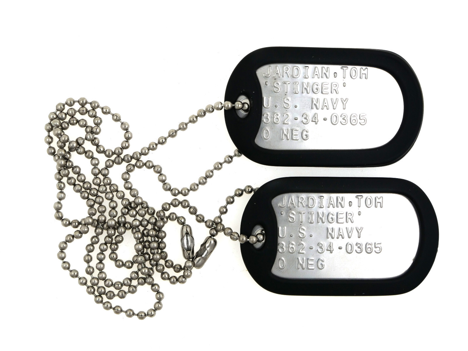 "Stinger" Top Gun Stainless Steel Military Dog Tags Cosplay Halloween Costume