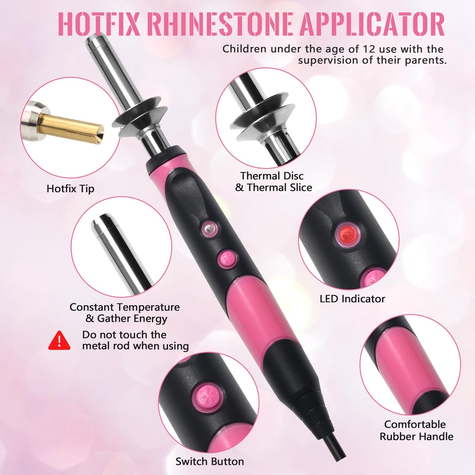 New-Upgrade Hotfix Rhinestone Applicator Tool, Rapid-Heating Hotfix Rhineston...