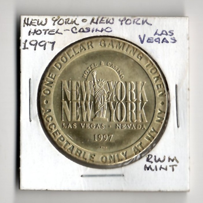 1997 NEW YORK NEW YORK CASINO LAS VEGAS NEVADA $1 SLOT COIN CG069953