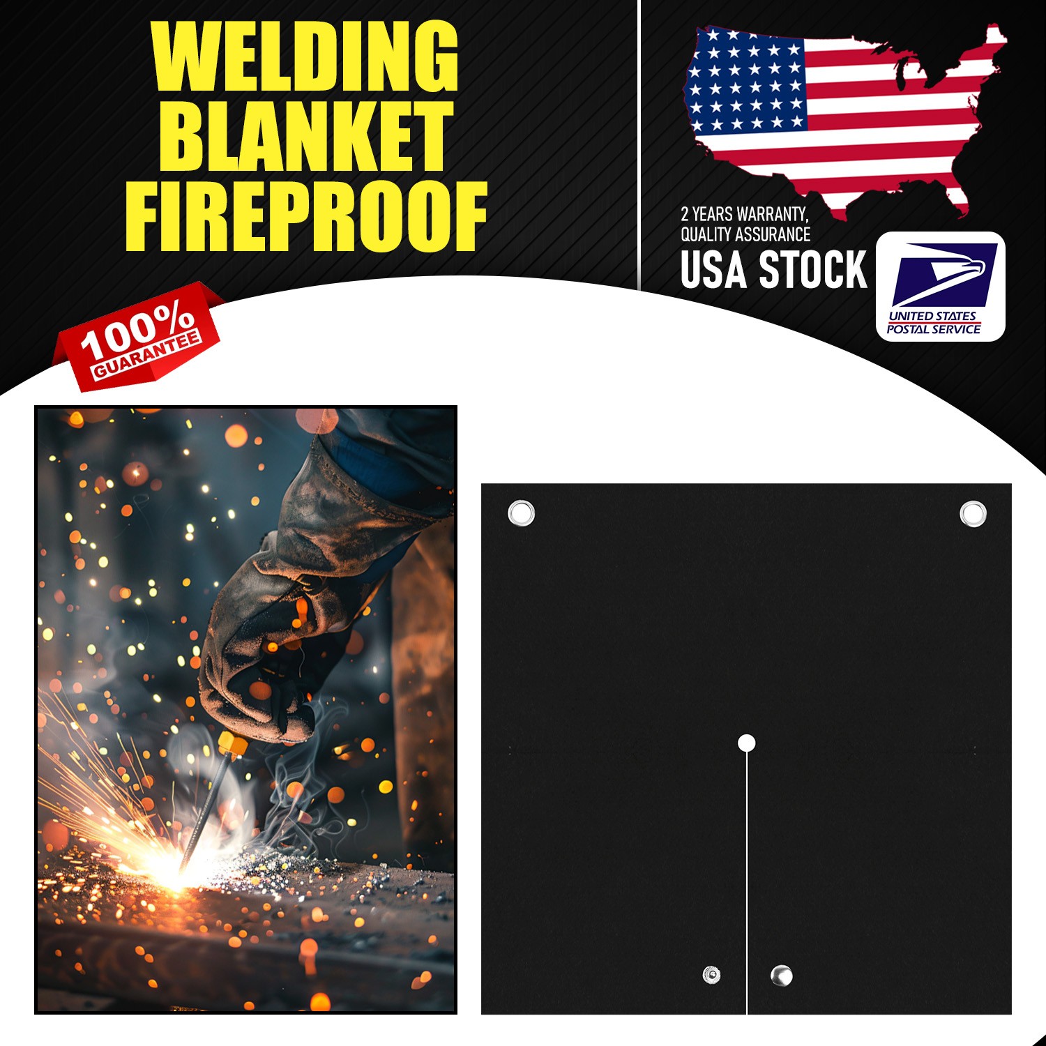 2pcs Fireproof Welding Protective Pad Blanket Insulation High Temp - 12 x 12in