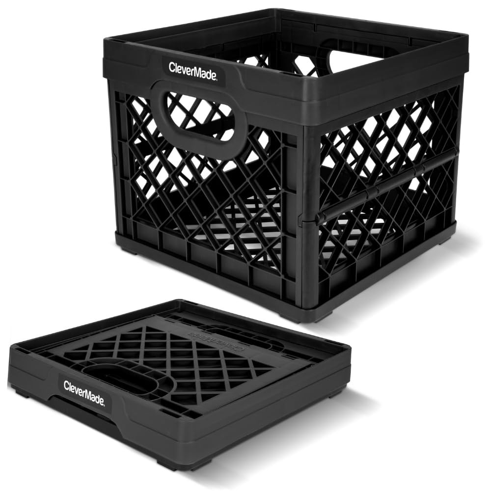 Collapsible Milk Crate, Obsidian, 1PK - 25L (6 Gal) Stackable Storage Bins, H...