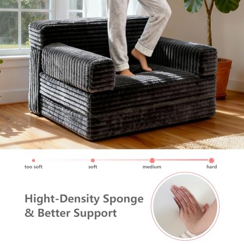 Folding Sofa Bed,Convertible Sofa Bed with Armrest Foldable Sleeper Black