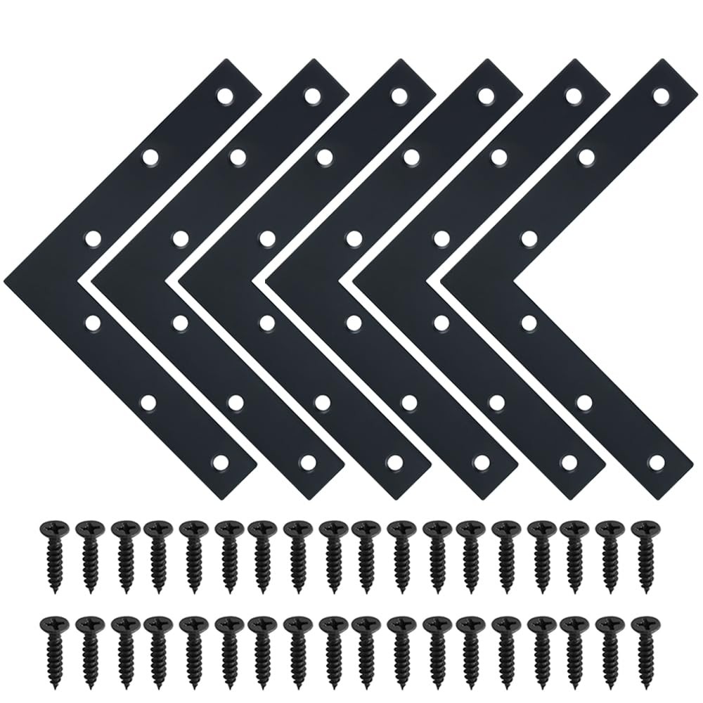 SAYAYO L Brace, 150x150mm / 6" x Metal L Mending 150x150mm-6pcs, Black