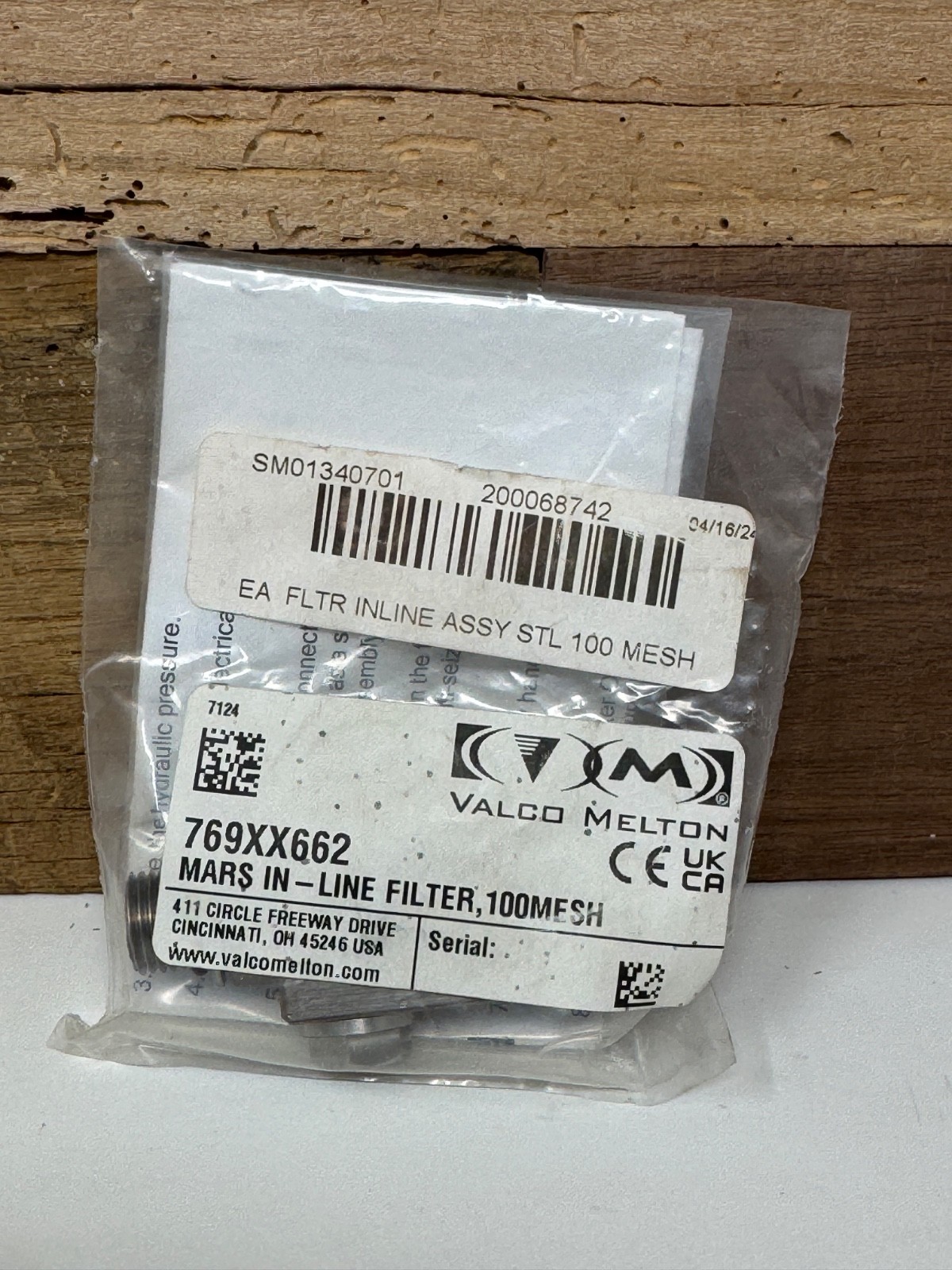 Valco Melton 769xx662 Hot Melt In-Line Filter 100 Mesh