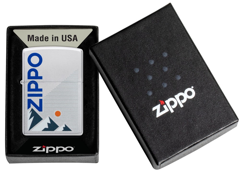 Zippo Mountain Design Satin Chrome Windproof Pocket Lighter, 47113