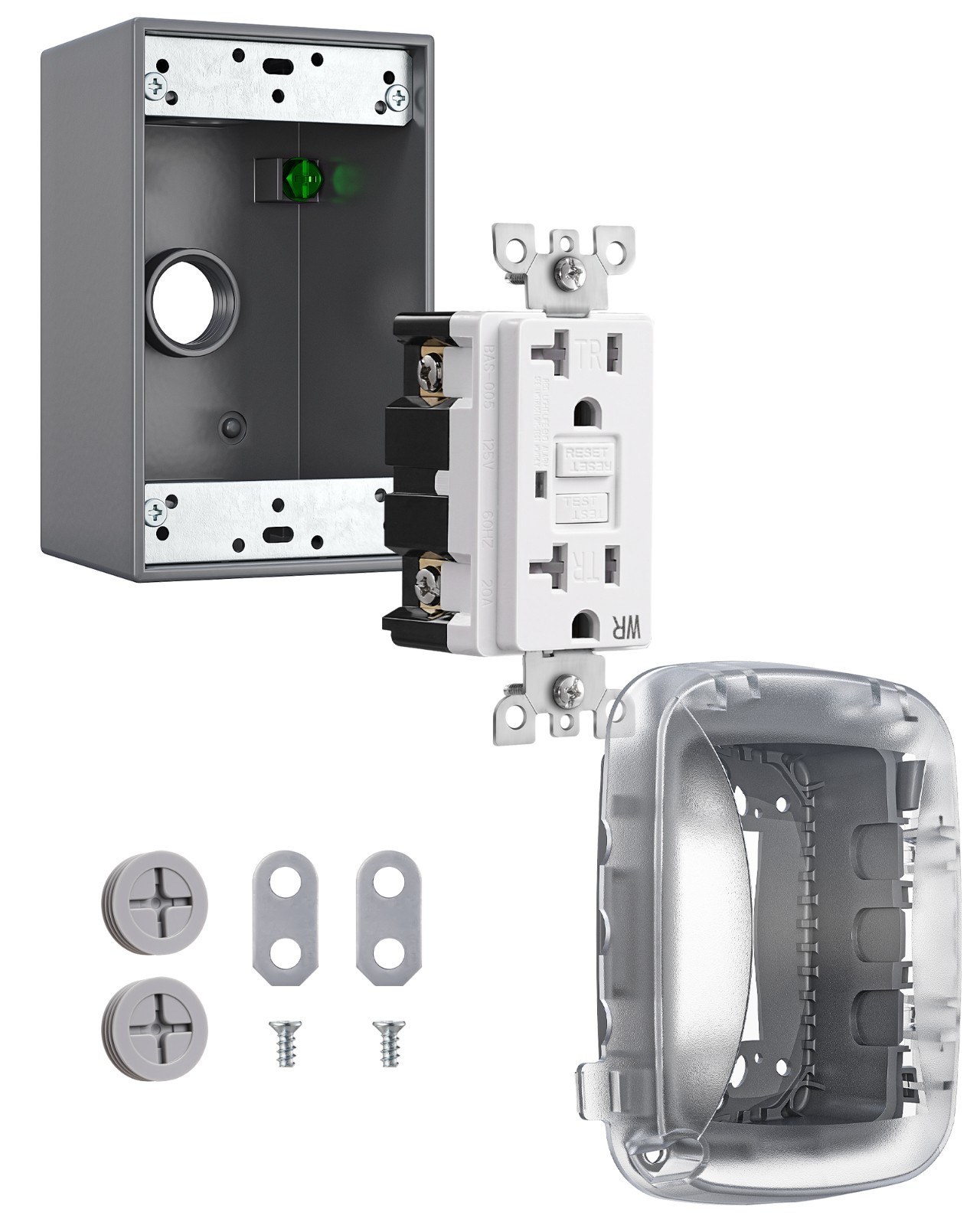 DEWENWILS 20A GFCI Outdoor Outlet Box with Weatherproof Cover for Garden Yard