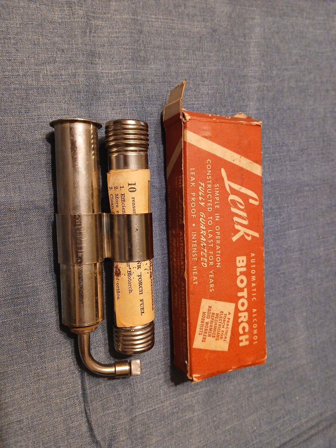 Awesome collectors Lenz Vintage Brass Auto Alcohol Blow Torch 108 Box & papers