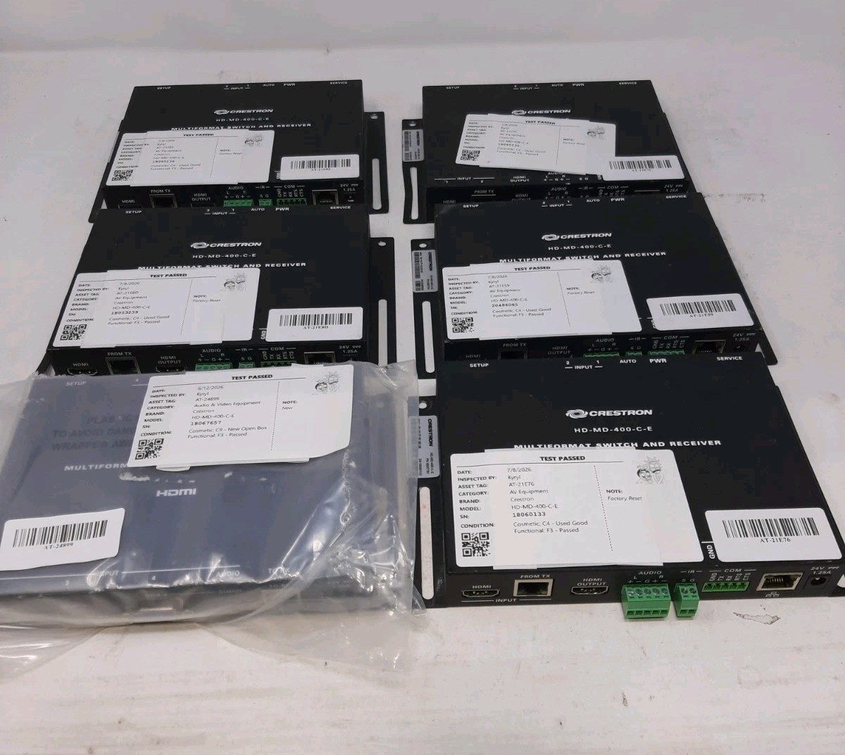 lot of 6 Crestron HD-MD-400-C-E HDMI Multiformat Switch Receiver And Transmitter